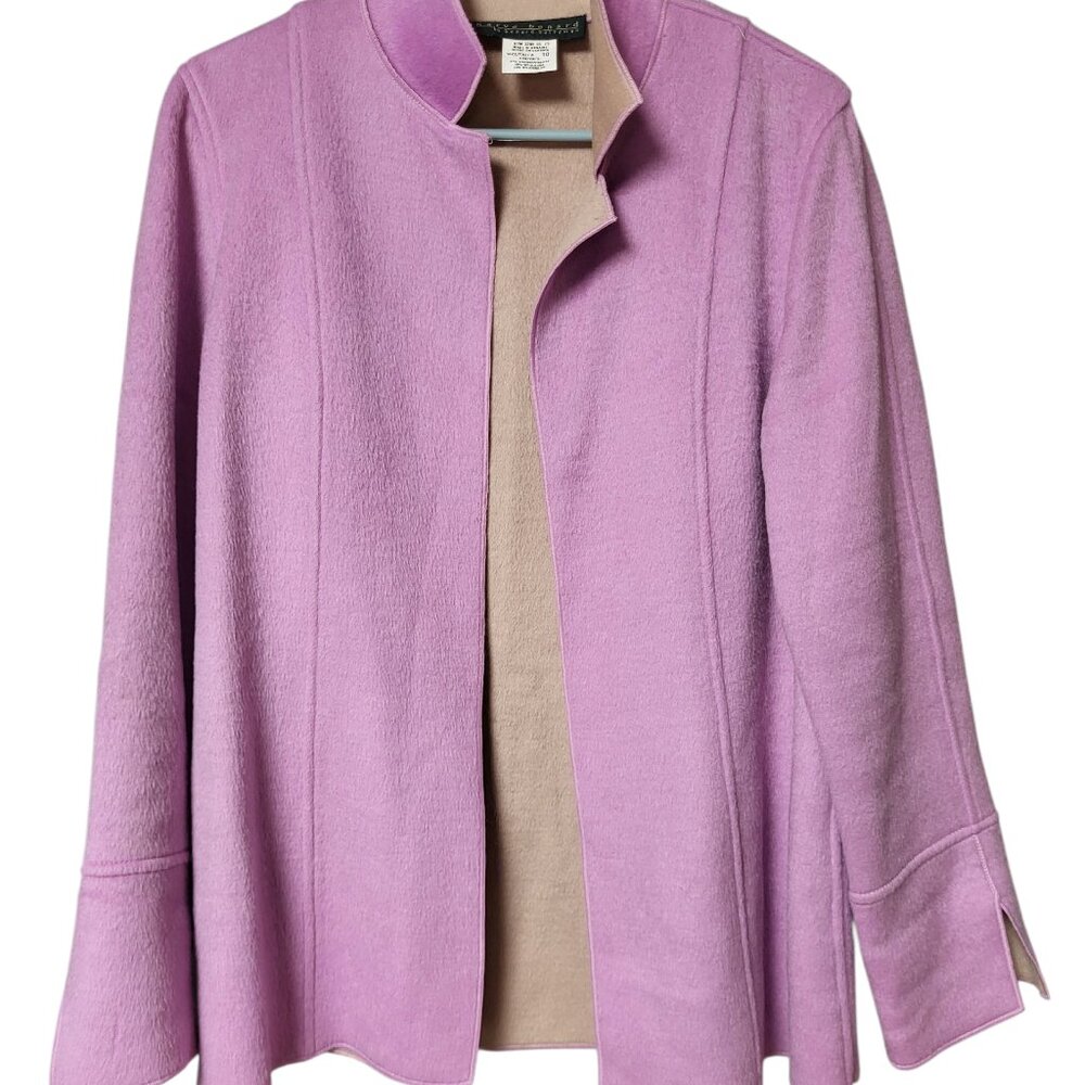Harve Benard Wool Blend Blazer Jacket Womens 10 Lavender Purple Tan Dressy